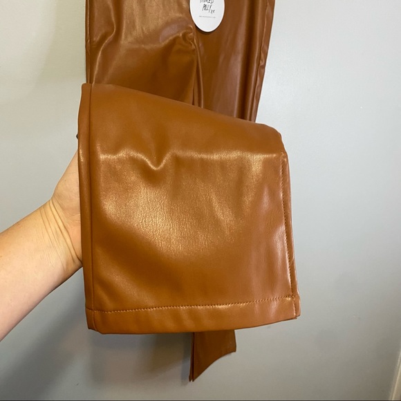 Princess Polly NWT Faux Leather High Waist Perama Pu Pants Brown Size 4 - Picture 5 of 10